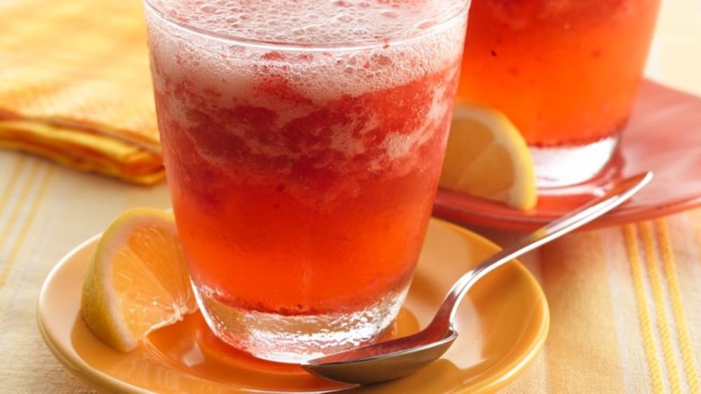 Sparkling Strawberry-Lemonade Slush All In Good Measure